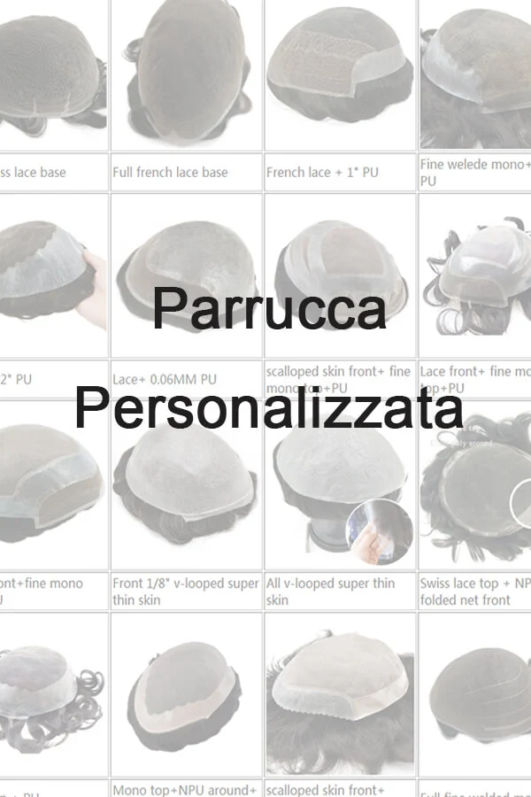 Custom hair system shown from above with the front hairline visible, built to a custom template