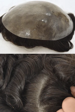 SILIC silicon thin skin hair system shown from above with the front hairline visible