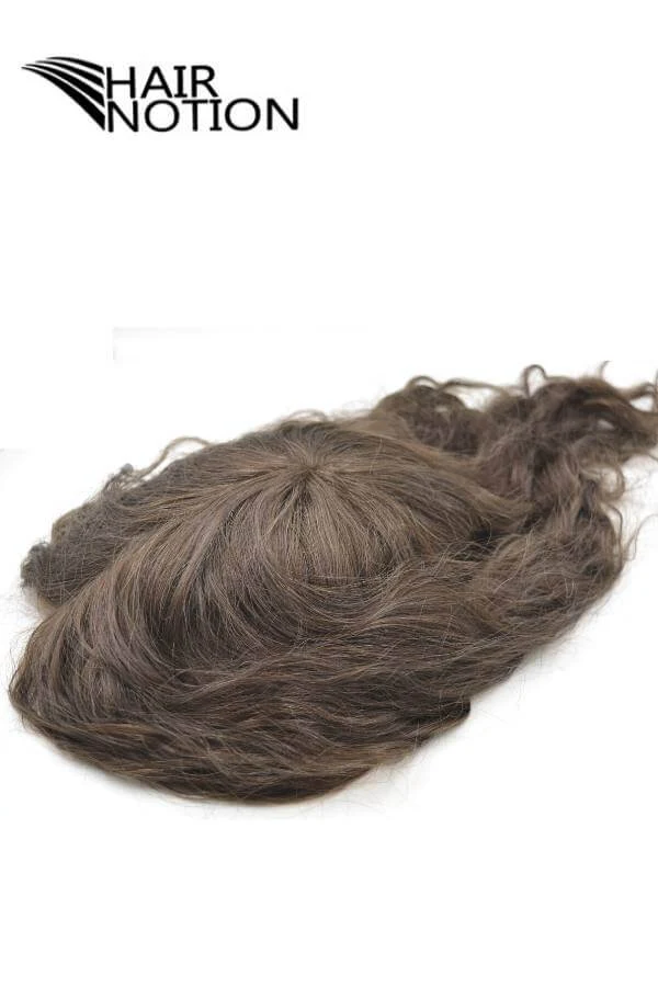 C-Q6L hair system styled on a mannequin head showing the front parting and natural hairline