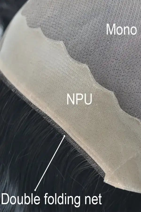 Ranges-IT fine welded mono men's hair system shown from above with the front hairline visible