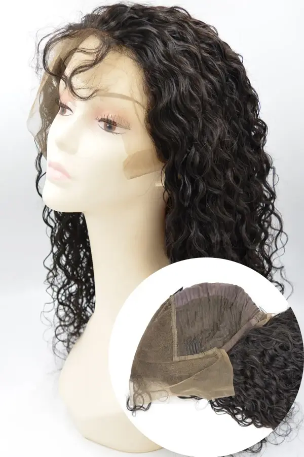 Real human hair body wave lace front hair system for women shown from above with the front hairline visible