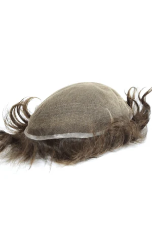 SFF full French lace men's hair system shown from above with the front hairline visible