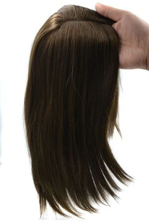 SAURA topper styled on a mannequin head showing the full length and volume