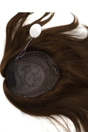 Underside of the SAURA topper showing the 8 by 8 inch silk top base and clip placement
