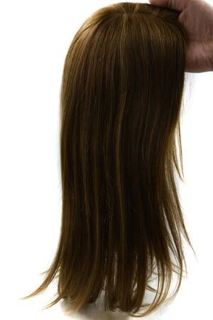 Close-up of the SAURA topper on a mannequin head with the hair styled straight and flowing