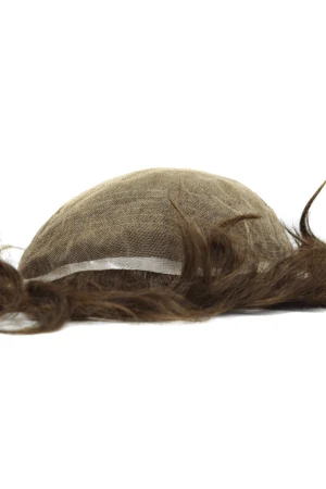 SFS full Swiss lace men's hair system shown from above with the front hairline visible