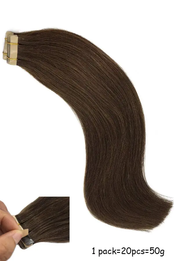 Hair extensions styled on a model's head, showing natural blend and full coverage