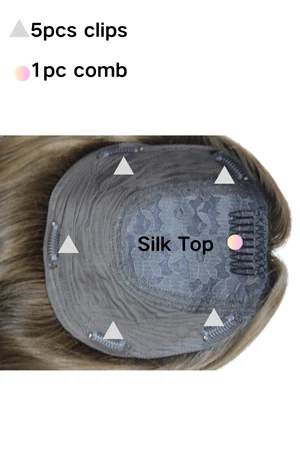 Silk top hair topper styled on a mannequin head showing full coverage and natural blend with natural hair