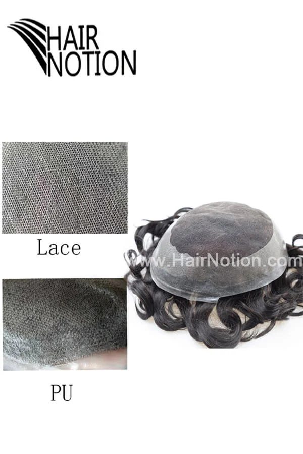 C-STYPE Swiss lace top men's hair toupee shown from above with the front hairline visible