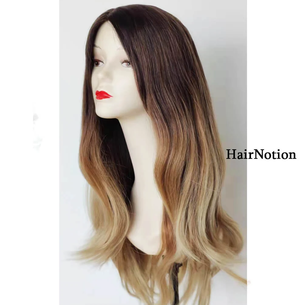 Side view of the silk top lace wig showing the soft base and natural parting
