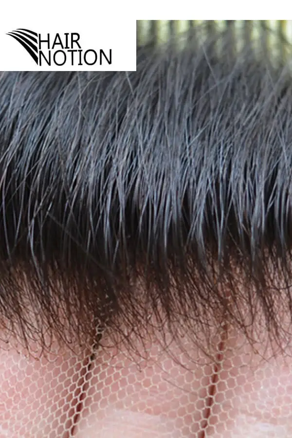 B-SFF full French lace men's hair system shown from above with the front hairline visible