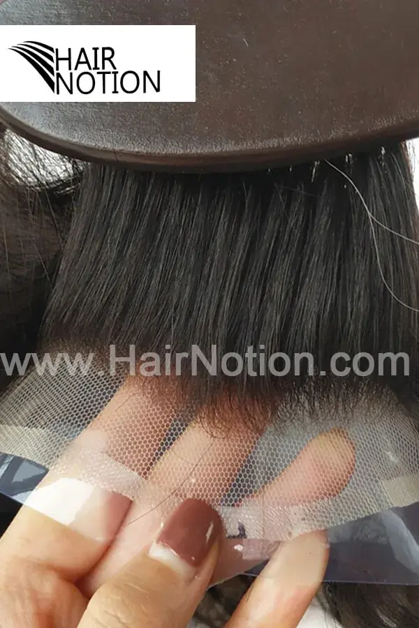 Z-3PCS A-SFF full French lace men's hair system shown from above with the front hairline visible