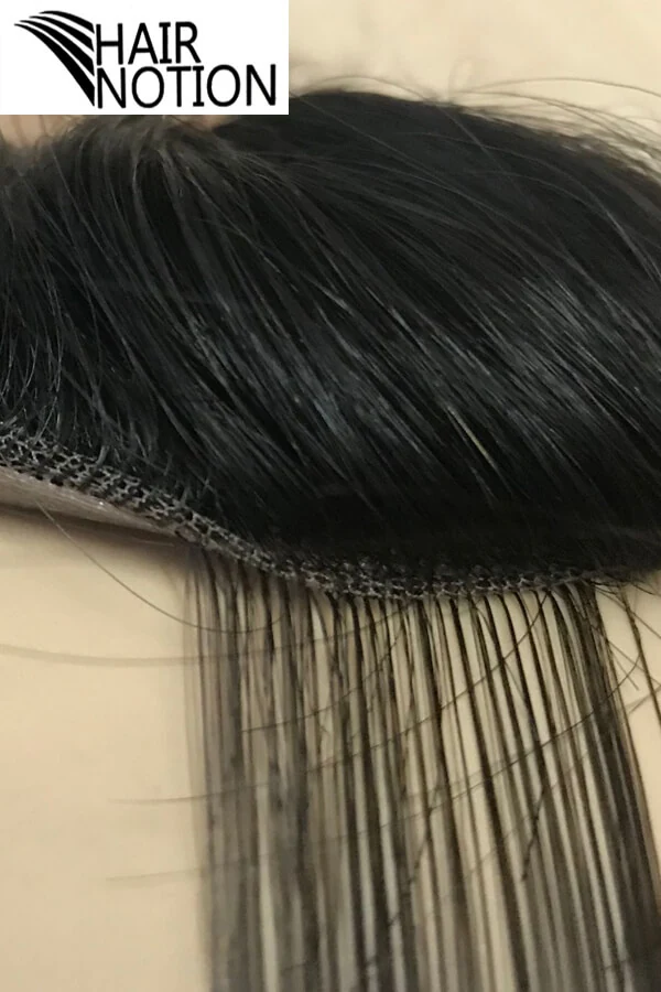 LT-IT Swiss lace men's hair system shown from above with the front hairline visible