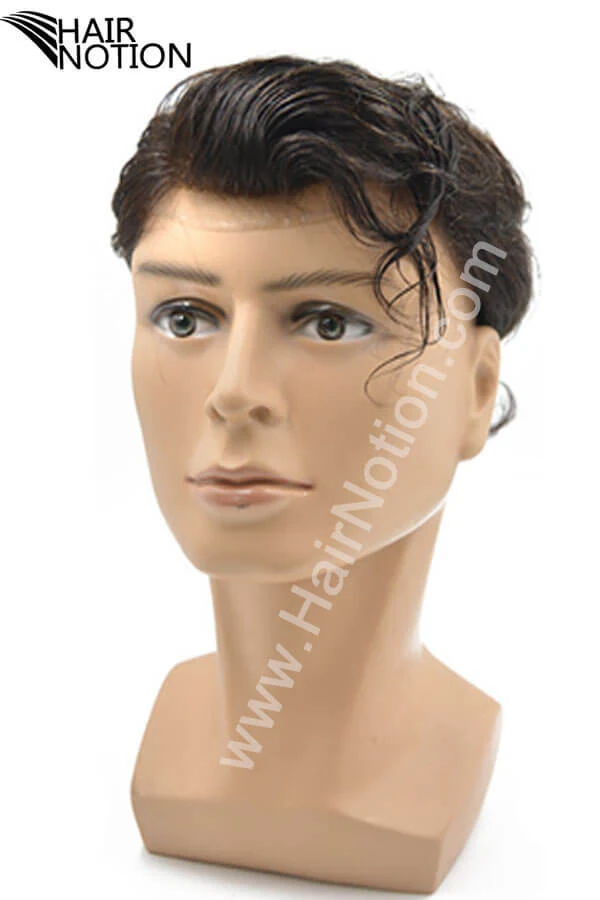D-FWM fine welded mono men's hair system shown from above with the front hairline visible