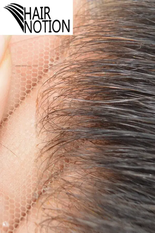 Z-3PCS E-SKY men's hair toupee shown from above with the lace front hairline visible