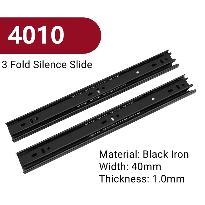 Three fold drawer slide shown extended