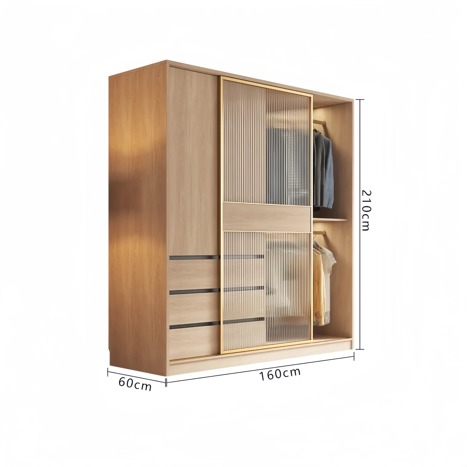 160 cm sliding configuration shown open