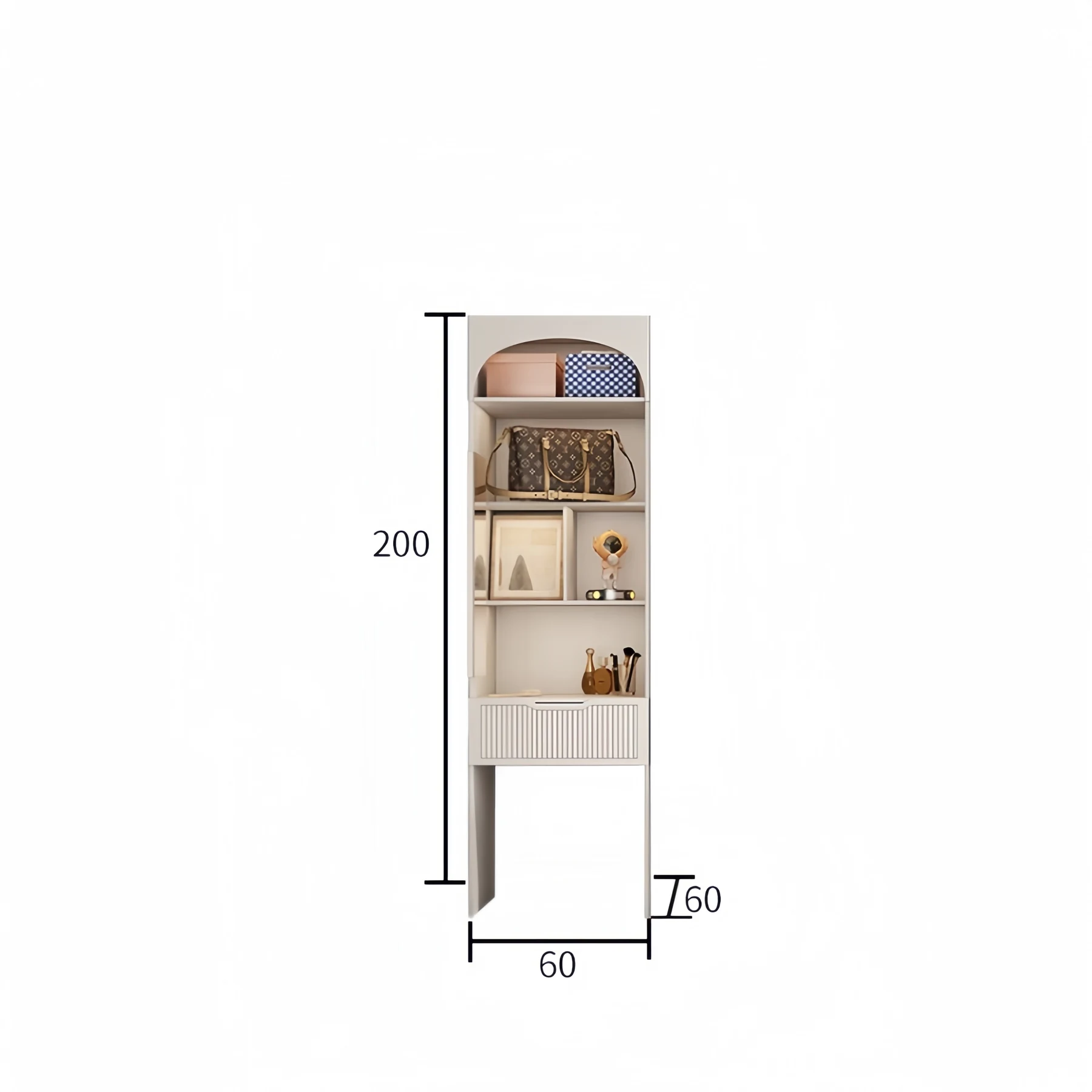 200 cm tall display column, 60 cm wide, 50 cm deep