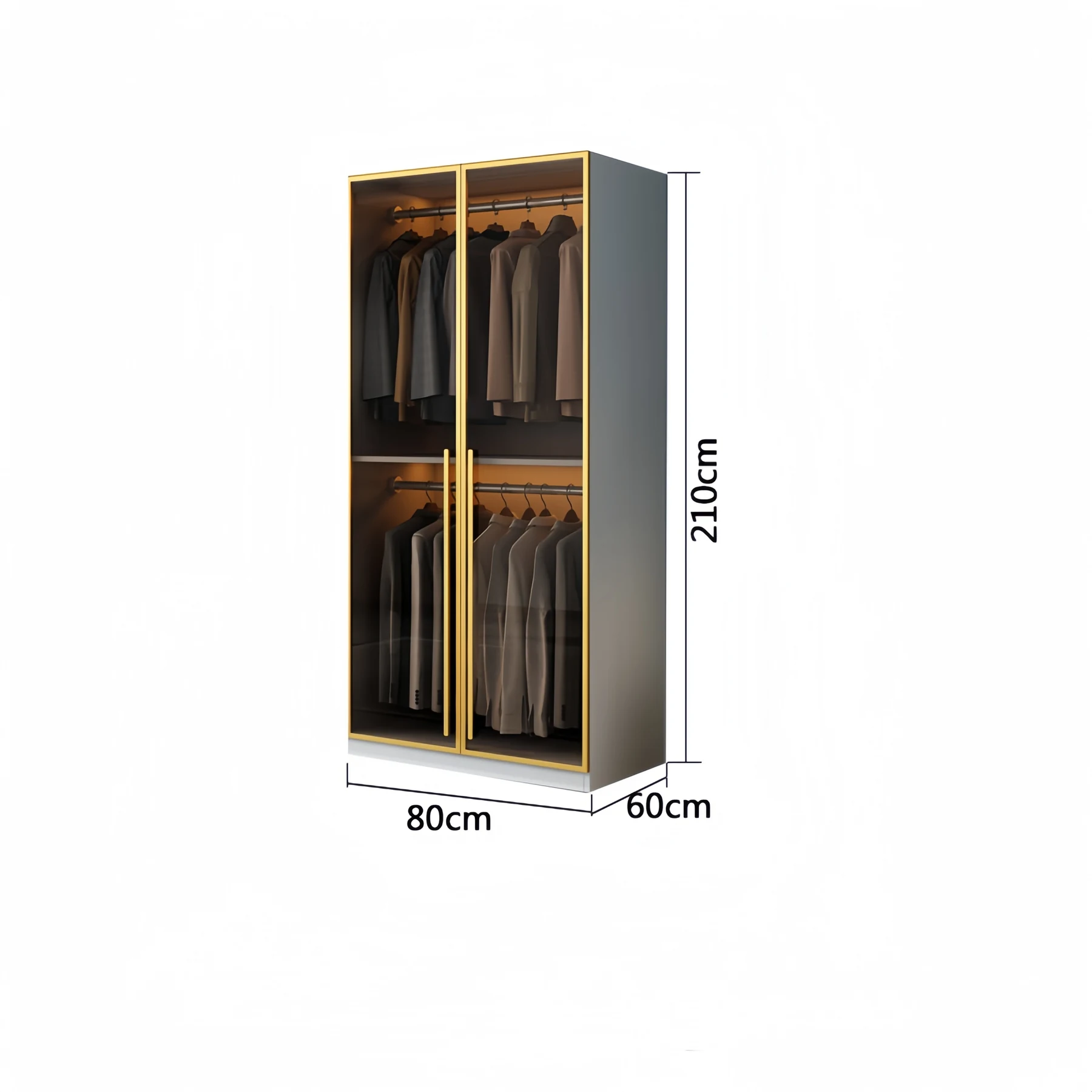 80 cm glass display bay, 60 cm deep, 210 cm high