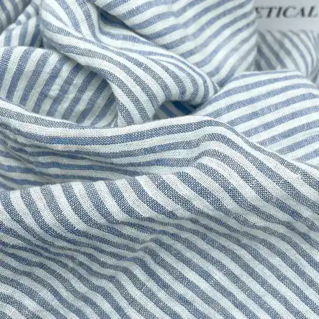 100% French Linen Fabric Soft Striped Yarn Dyed Linen Fabric - view 2