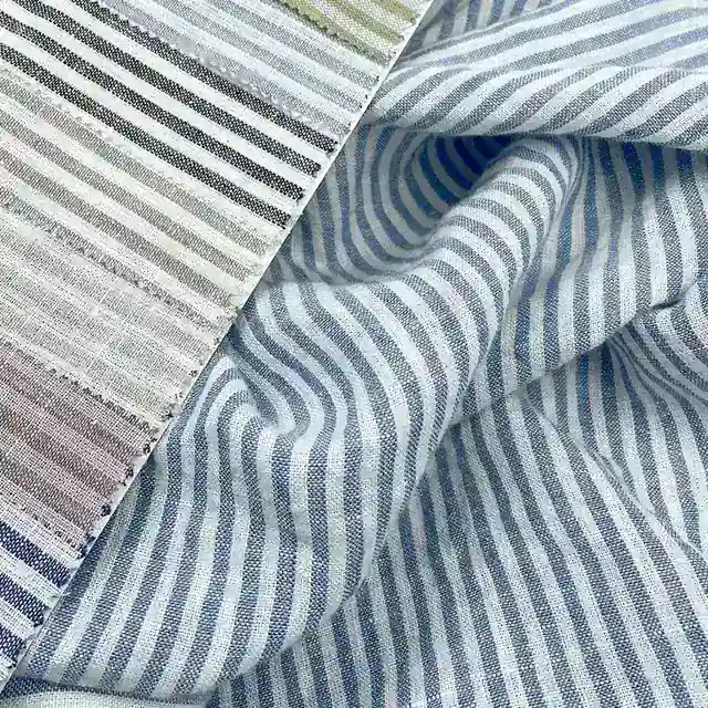 100% French Linen Fabric Soft Striped Yarn Dyed Linen Fabric - view 3