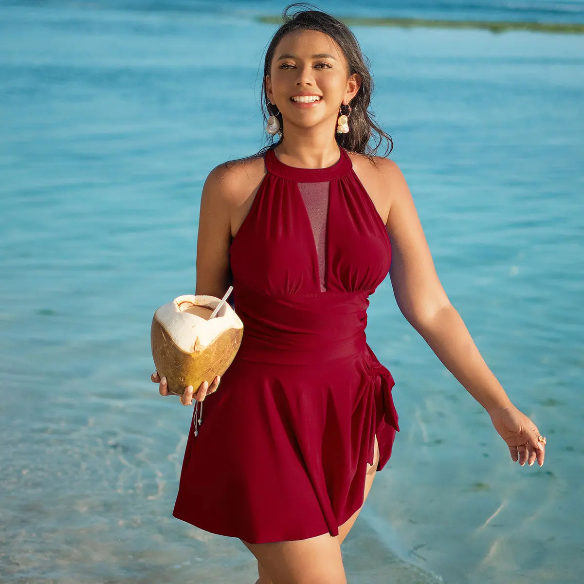 2025 Solid Women's Plus Size One-Piece Swimsuit