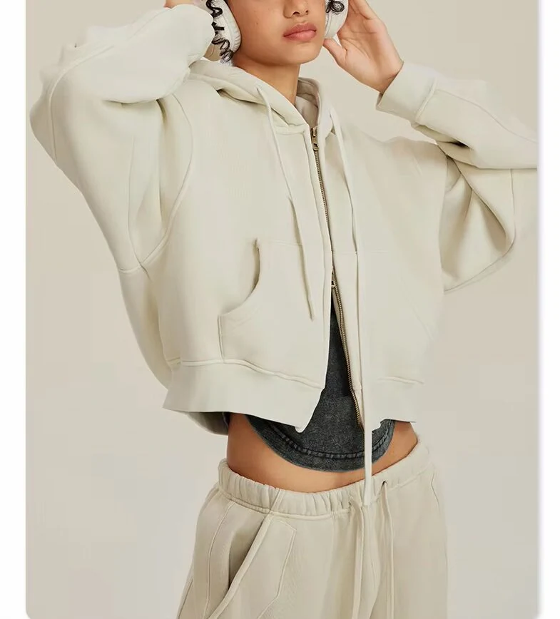 Autumn Women's Fleece-Lined Short Cropped Hoodie - view 2