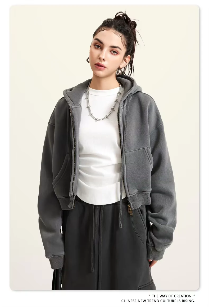 Autumn Women's Fleece-Lined Short Cropped Hoodie - view 3