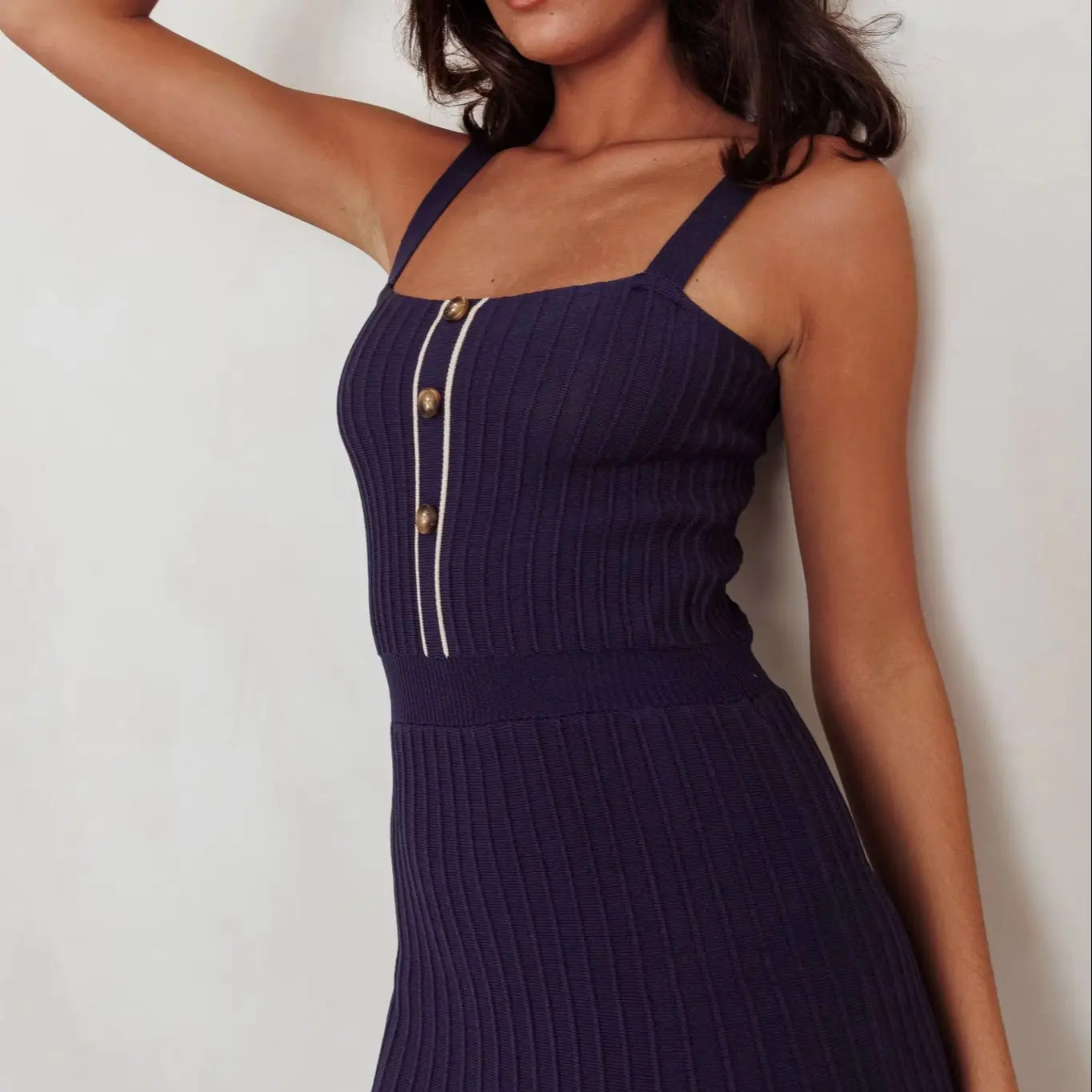 Custom Knit Navy Women's Long Casual Party - view 4