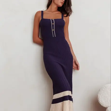 Custom Knit Navy Women's Long Casual Party