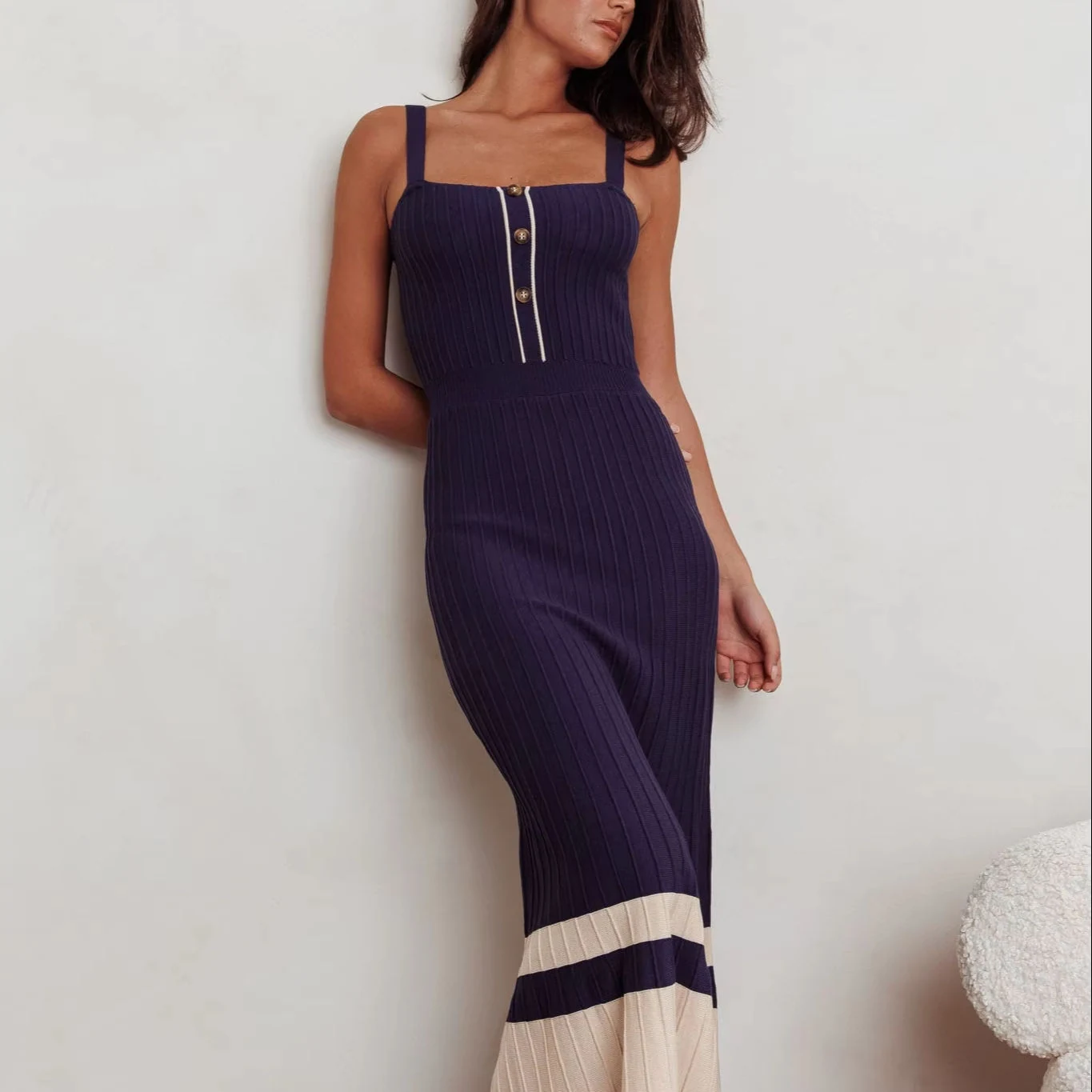Custom Knit Navy Women's Long Casual Party