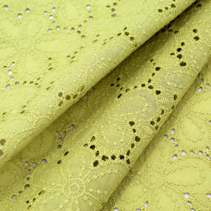 Embroidered Eyelet Lace 100% Cotton Quilting Fabric - view 3