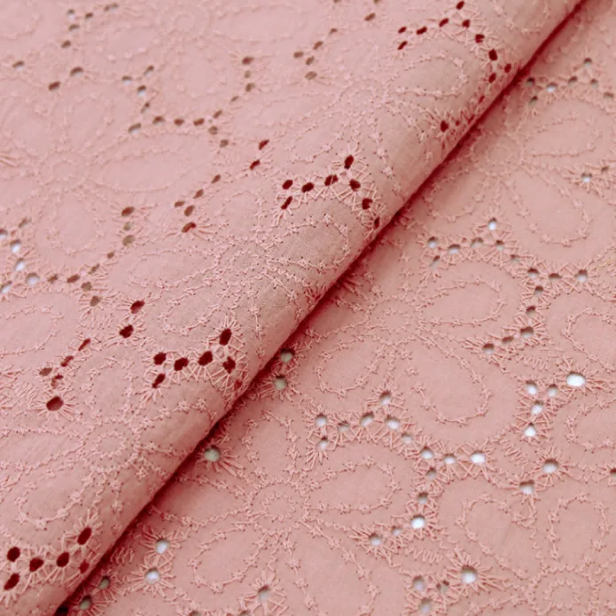 Embroidered Eyelet Lace 100% Cotton Quilting Fabric - view 4