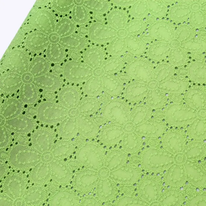 Embroidered Eyelet Lace 100% Cotton Quilting Fabric - view 2