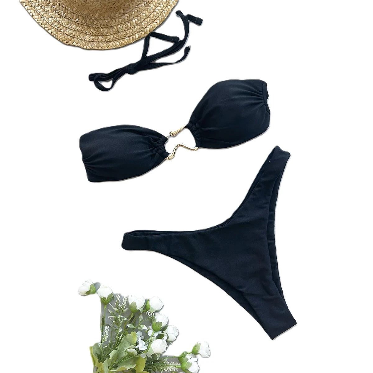 Factory's New Elegant High Cut Bikini Tube Top Swimsuit - view 3