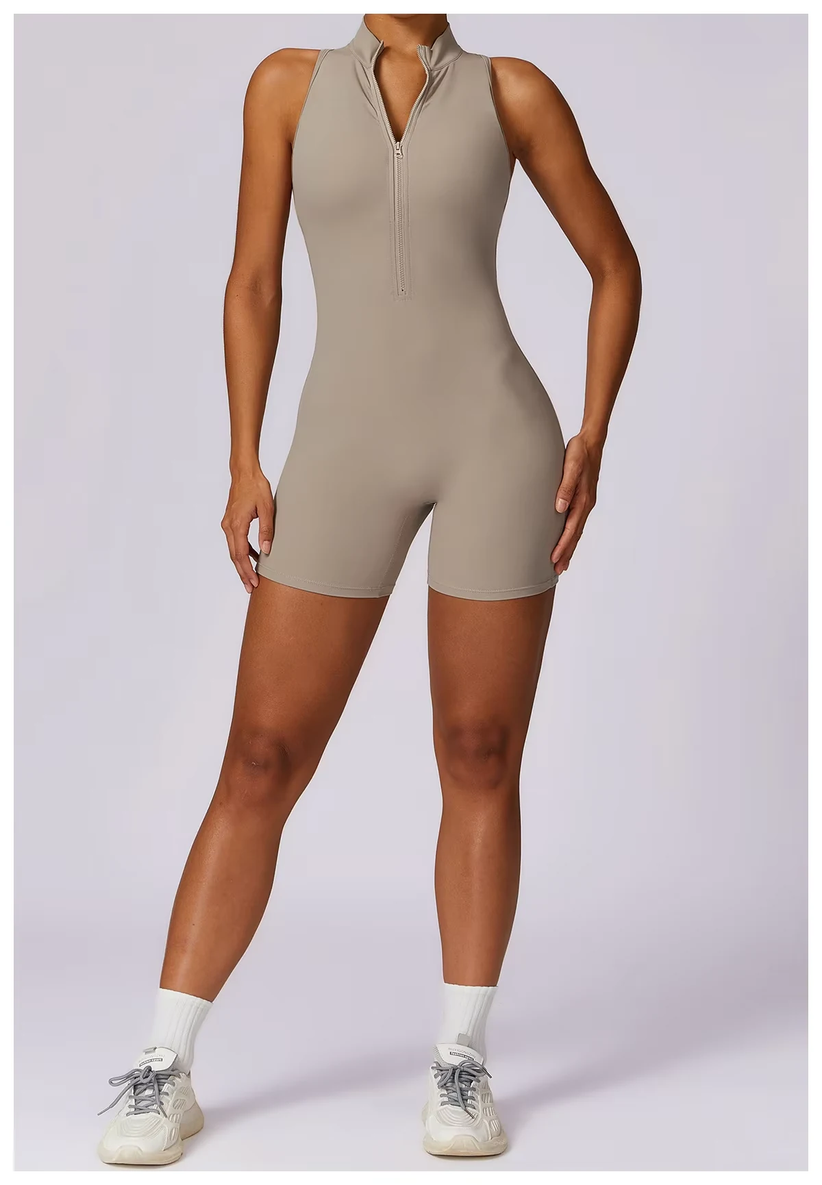 High Intensity Zipper Stand up Collar Sports Rompers - view 2