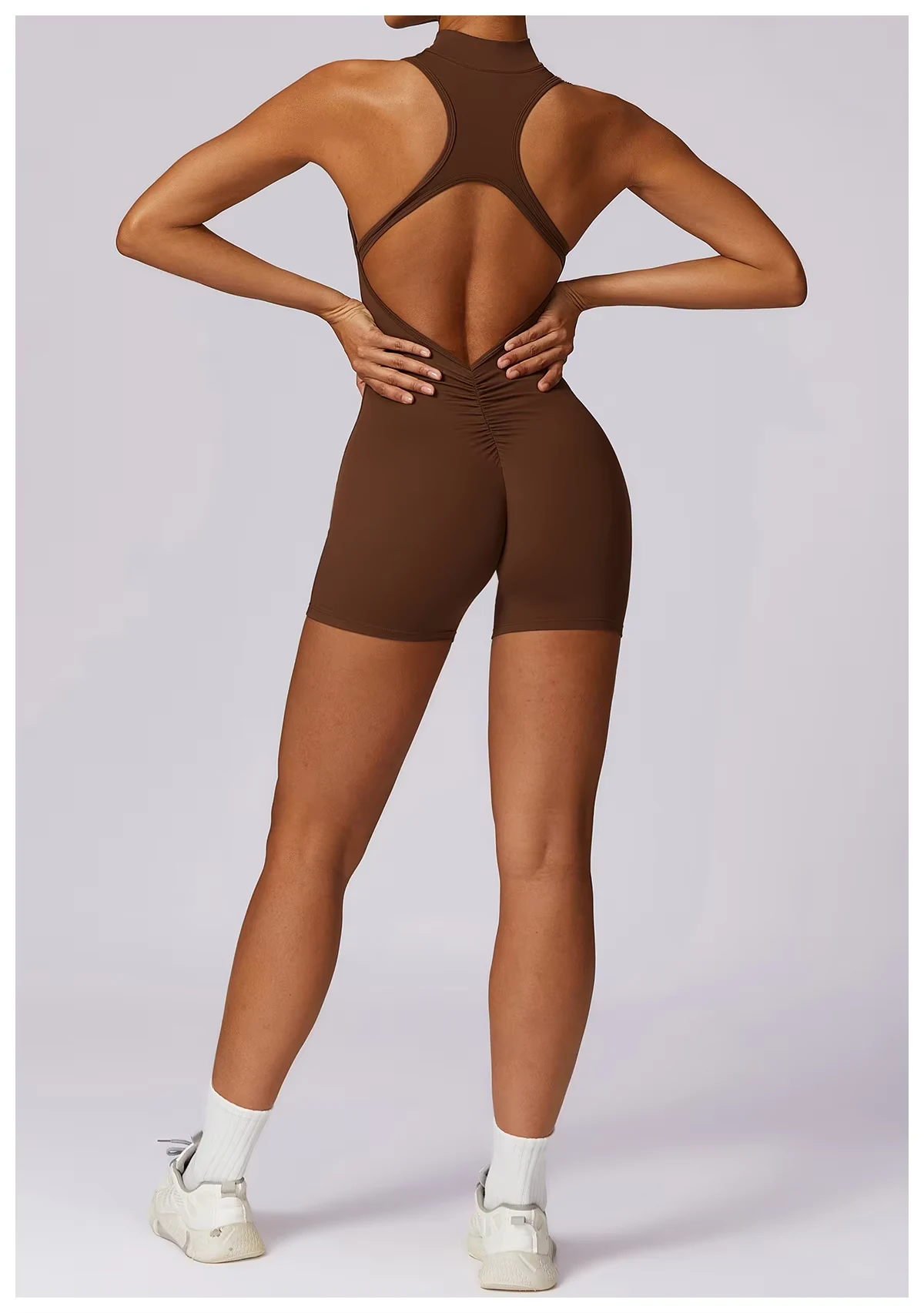 High Intensity Zipper Stand up Collar Sports Rompers - view 3