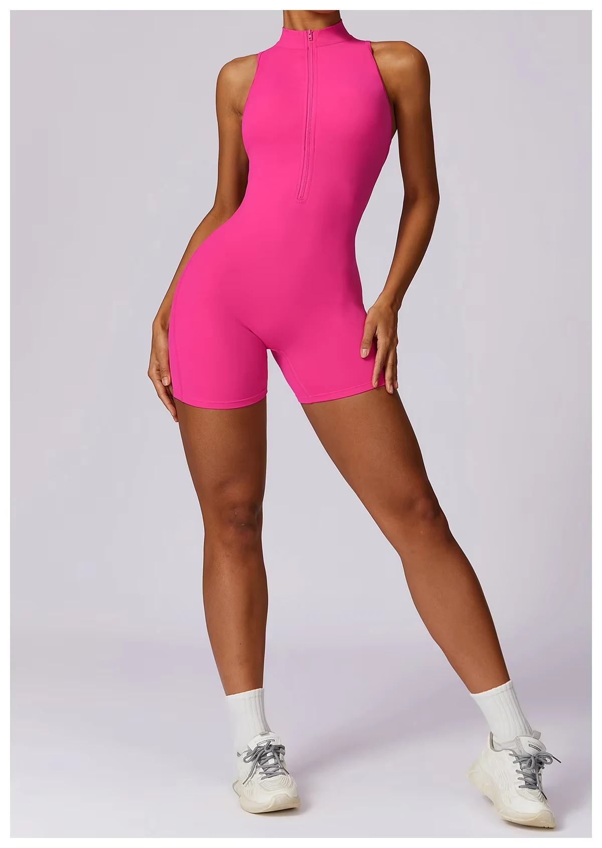 High Intensity Zipper Stand up Collar Sports Rompers - view 5