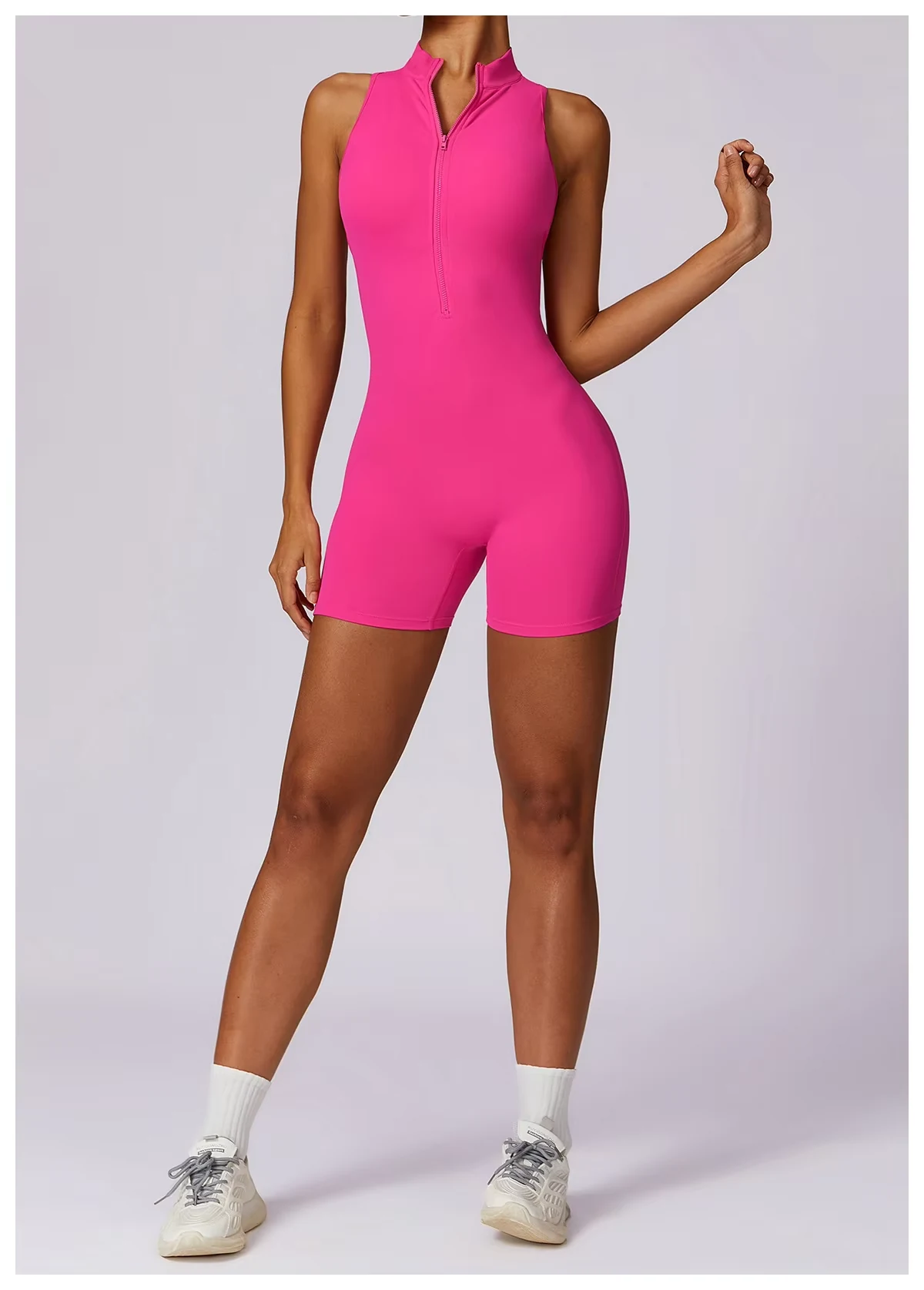 High Intensity Zipper Stand up Collar Sports Rompers - view 6