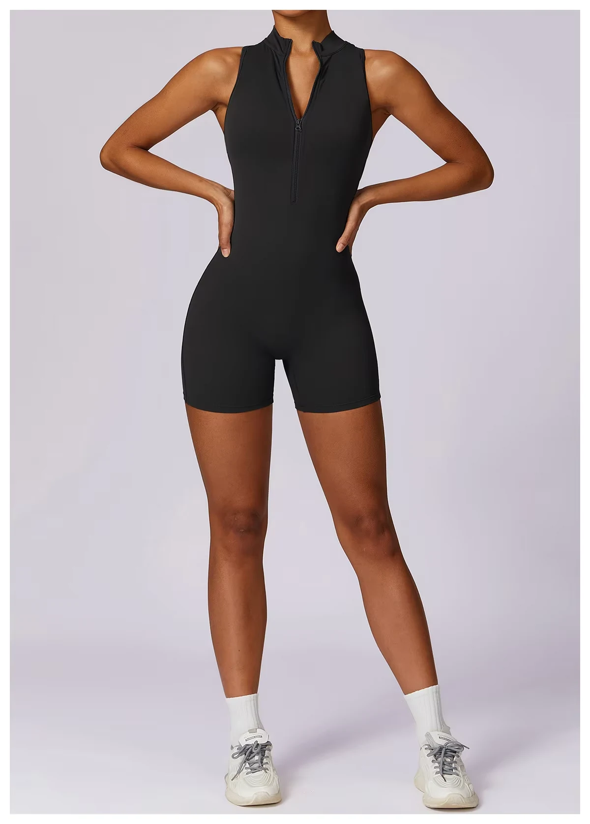 High Intensity Zipper Stand up Collar Sports Rompers