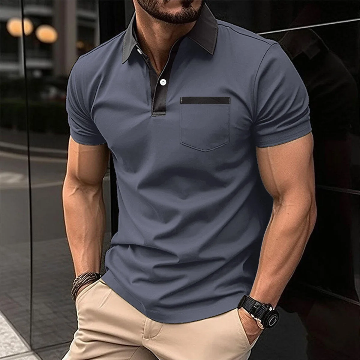 High Quality Men's Clothes Lapel Fashion Slim Fit - view 4
