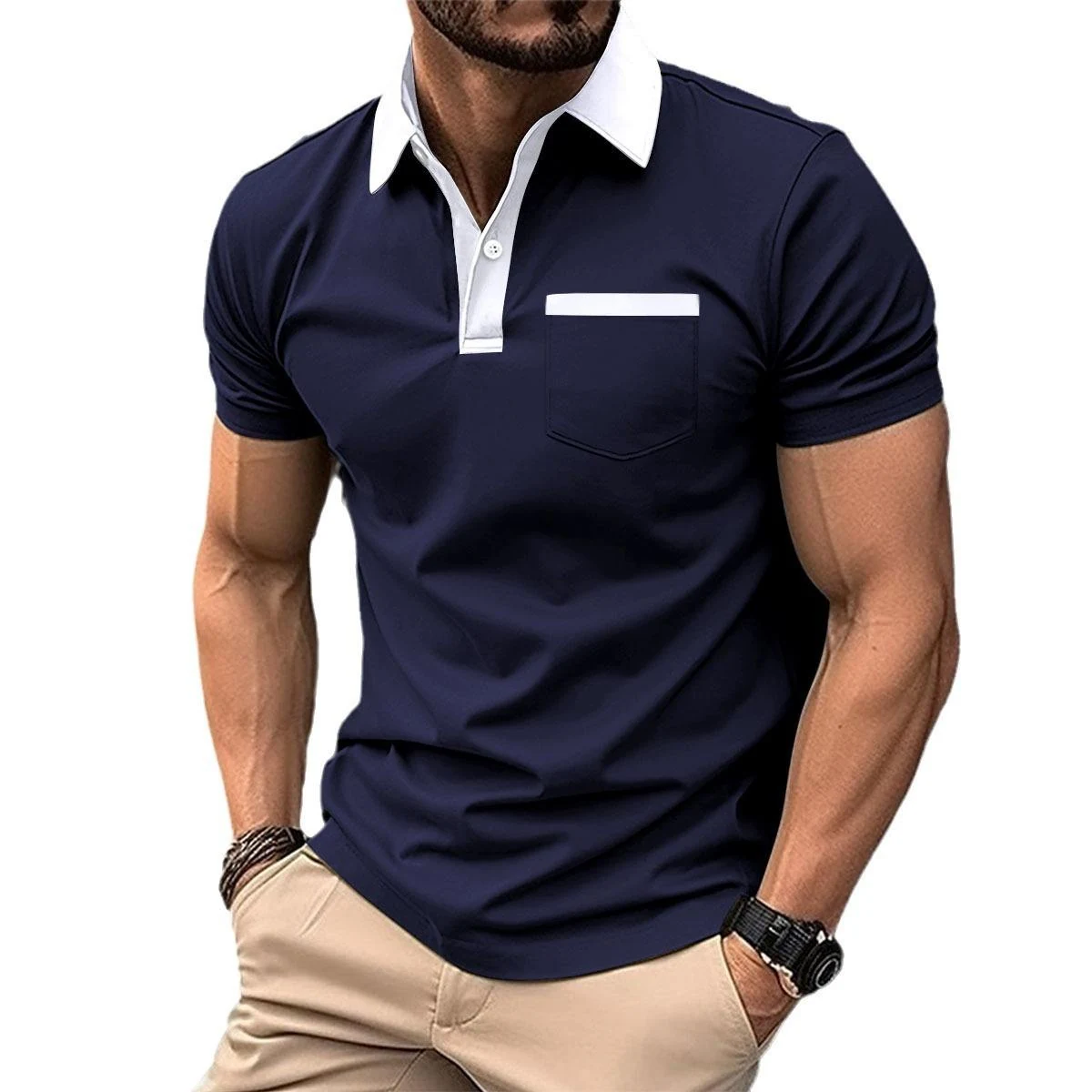 High Quality Men's Clothes Lapel Fashion Slim Fit - view 6