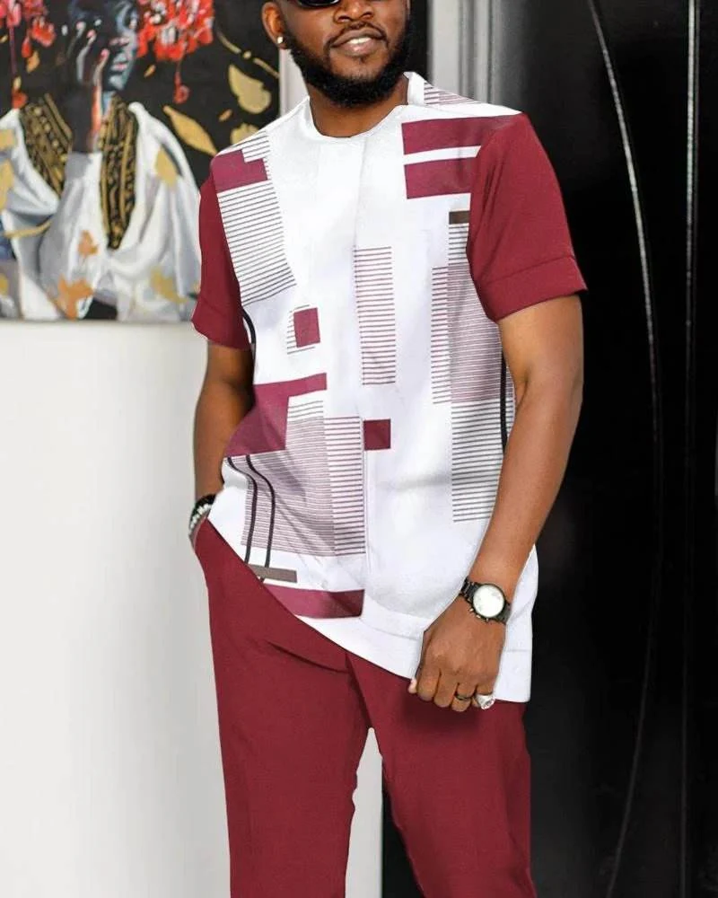 ODM OEM Men's Classic Design African Art Print Short Sleeve - view 2