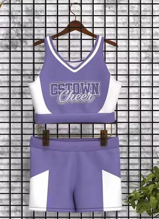 Wholesale Cheer Practice Bra Purple Cheerleading Uniforms - view 6