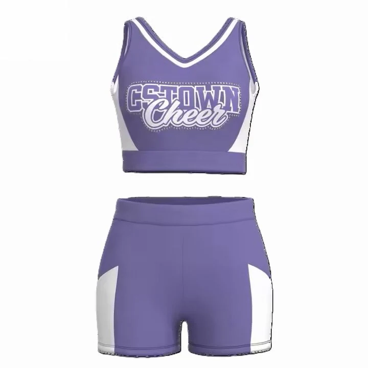 Wholesale Cheer Practice Bra Purple Cheerleading Uniforms - view 3