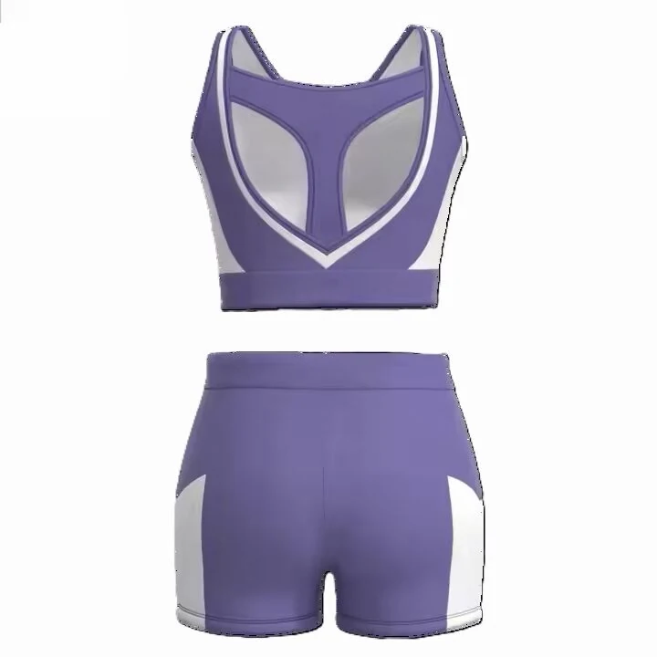 Wholesale Cheer Practice Bra Purple Cheerleading Uniforms - view 2