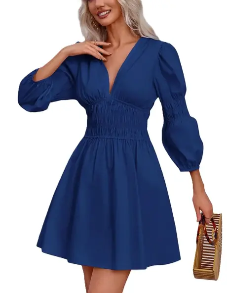 Women's Deep V Neck Mini Dress