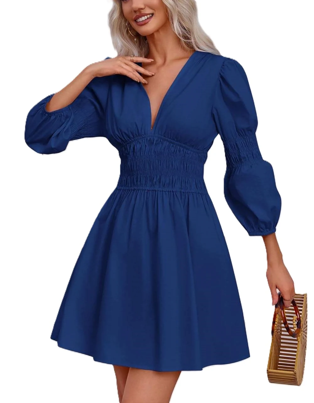 Women's Deep V Neck Mini Dress