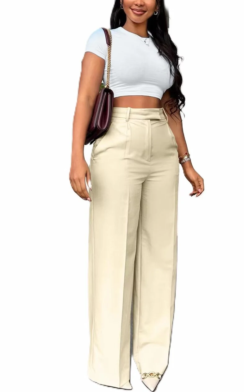 Women's High Waisted Straight Leg Wide Leg Casual Pants - view 2