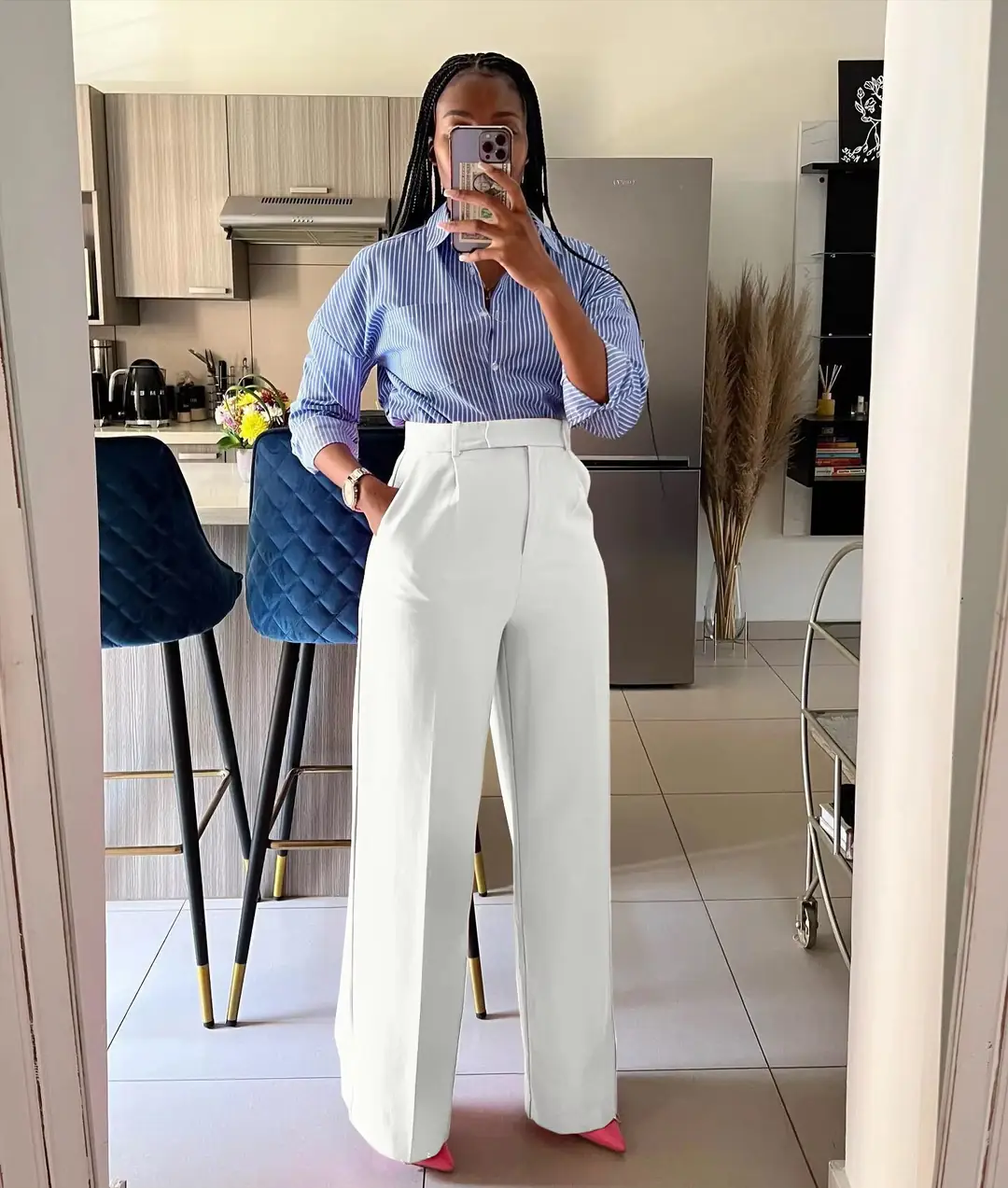 Women's High Waisted Straight Leg Wide Leg Casual Pants - view 4